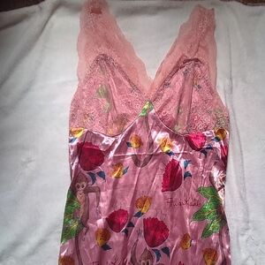 SHEIN Pink Floral Lace Chemise